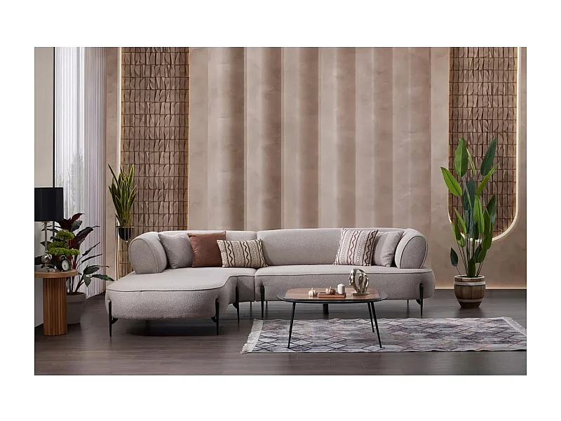 Canapé d'angle Pirlo L/revêtement tissu/Gris