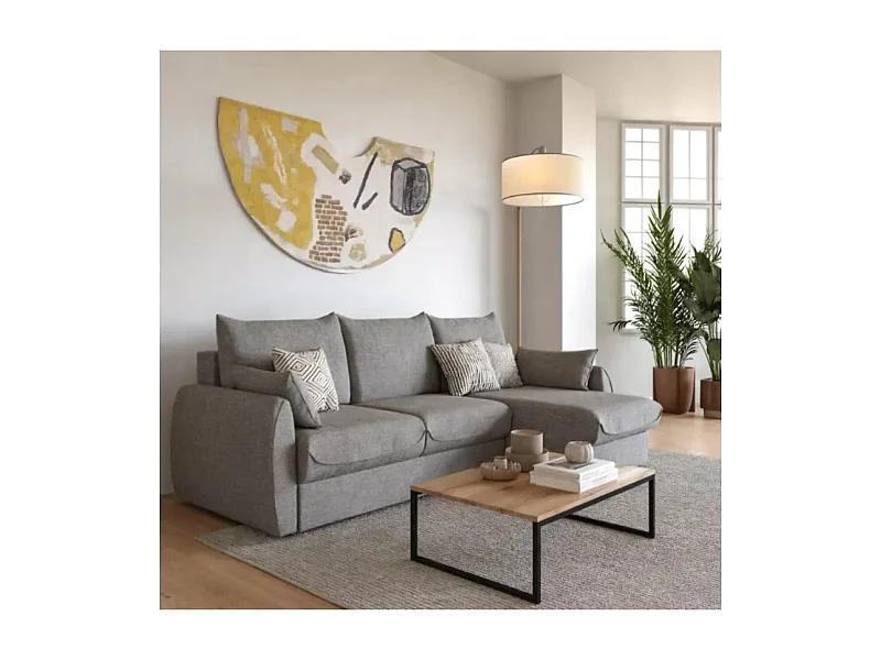 Canapé d'angle Naomi R/revêtement tissu/Gris