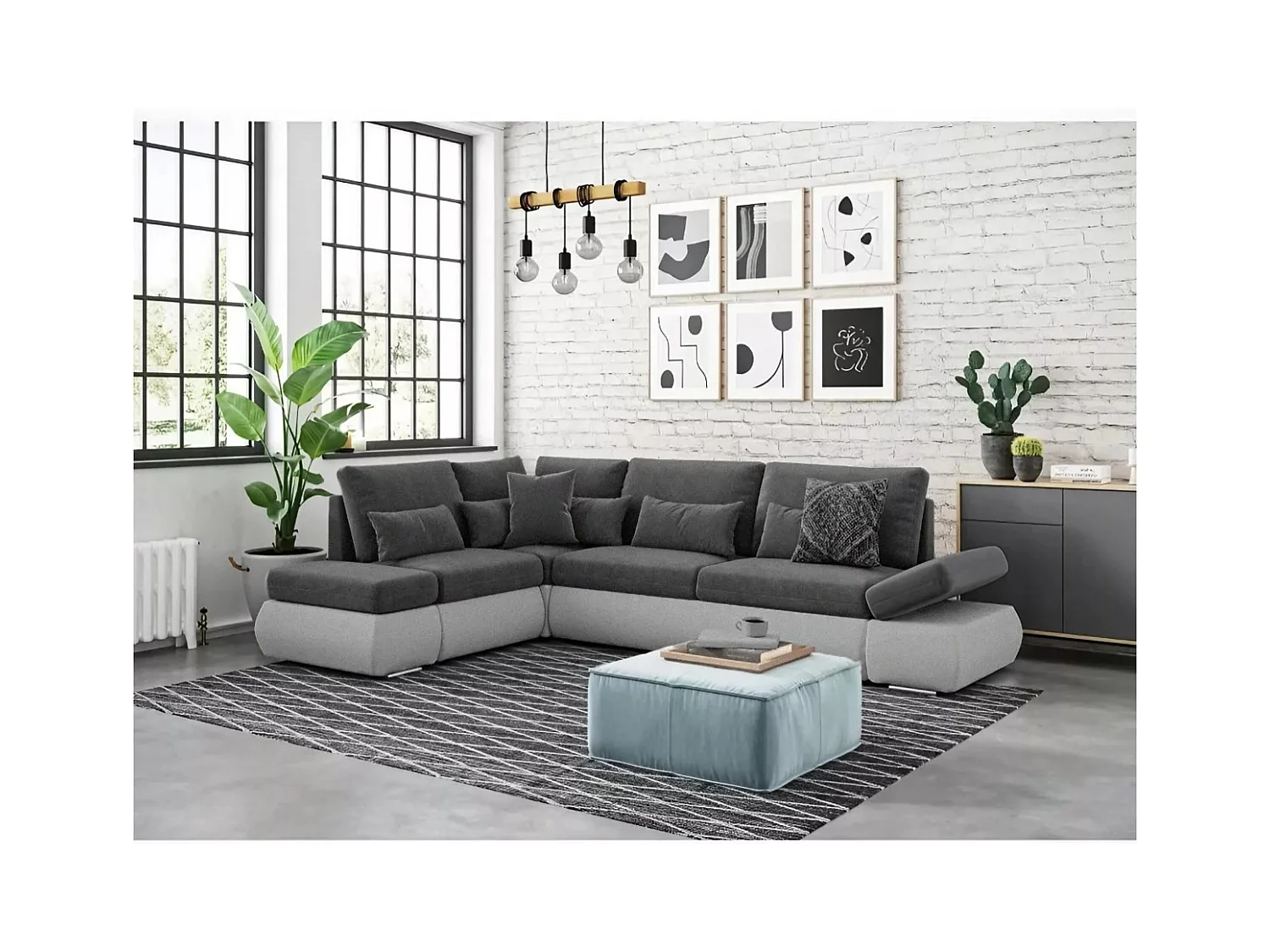 Ecksofa Siena L/Stoffbezug/Anthrazit&Grau