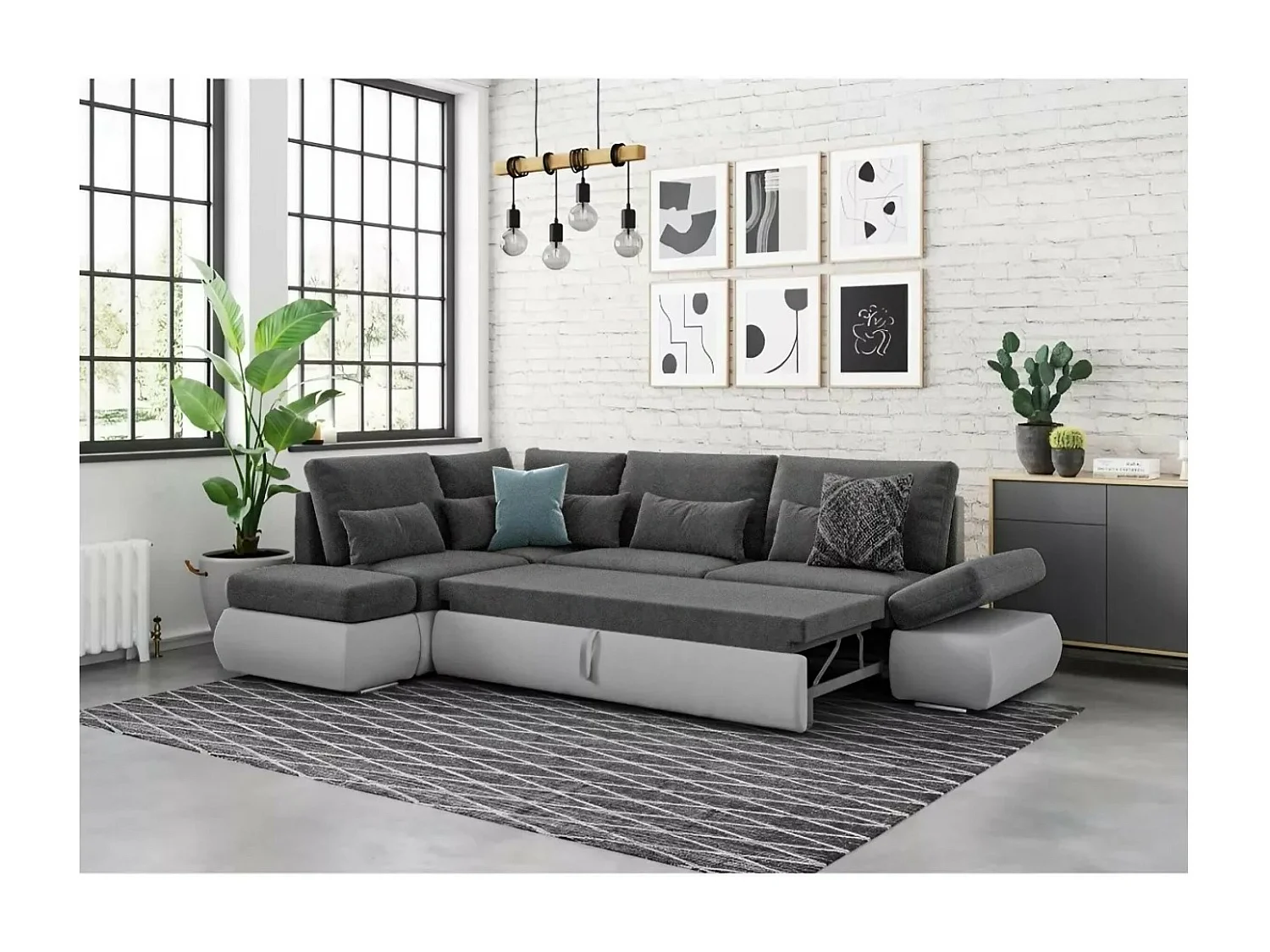 Ecksofa Siena L/Stoffbezug/Anthrazit&Grau
