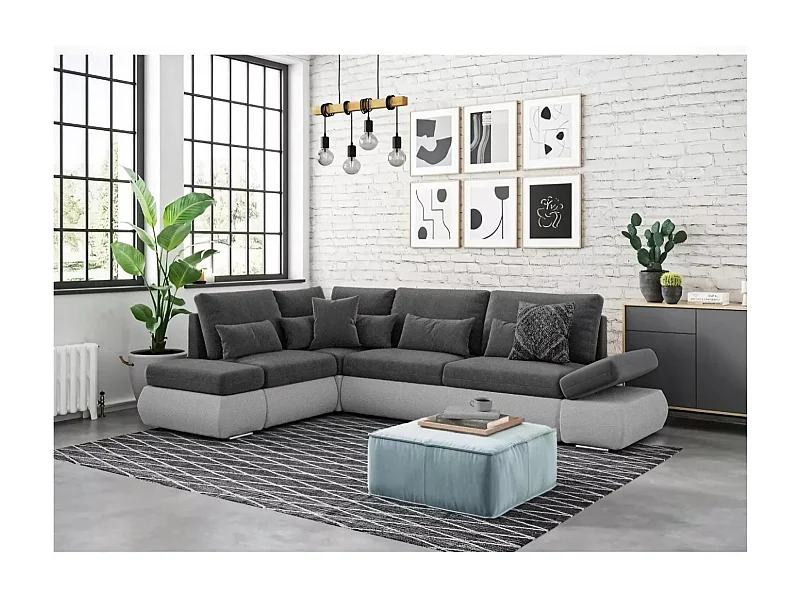 Ecksofa Siena L/Stoffbezug/Anthrazit&Grau