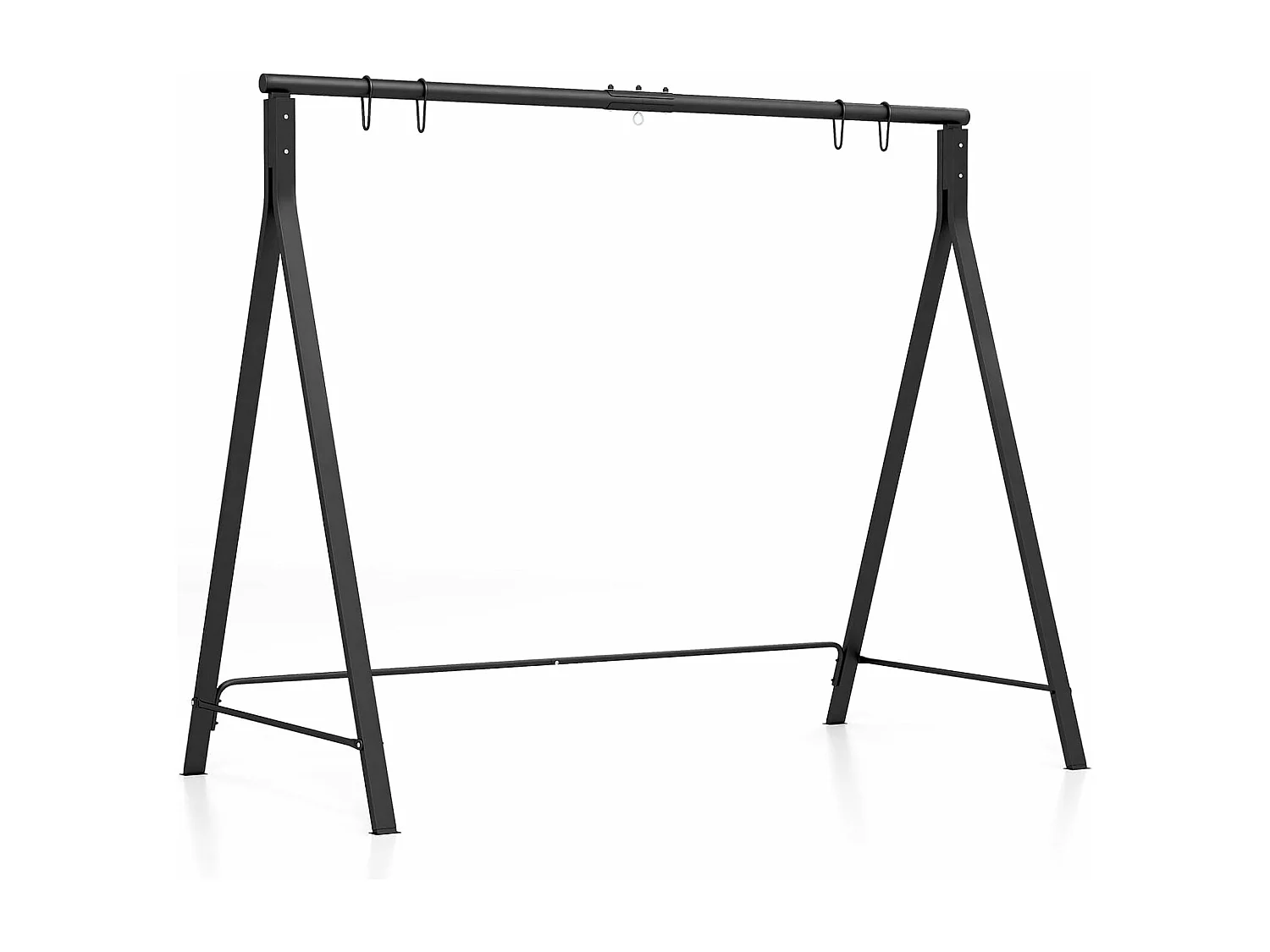 Schommelframe met 5 ophangringen, frame voor hangbank/schommelbank/nestschommel/hangstoel, schommelframe van metaal, voor tuin, veranda, zwartZB33533