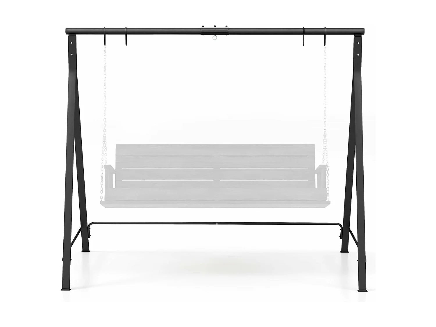 Schommelframe met 5 ophangringen, frame voor hangbank/schommelbank/nestschommel/hangstoel, schommelframe van metaal, voor tuin, veranda, zwartZB33533