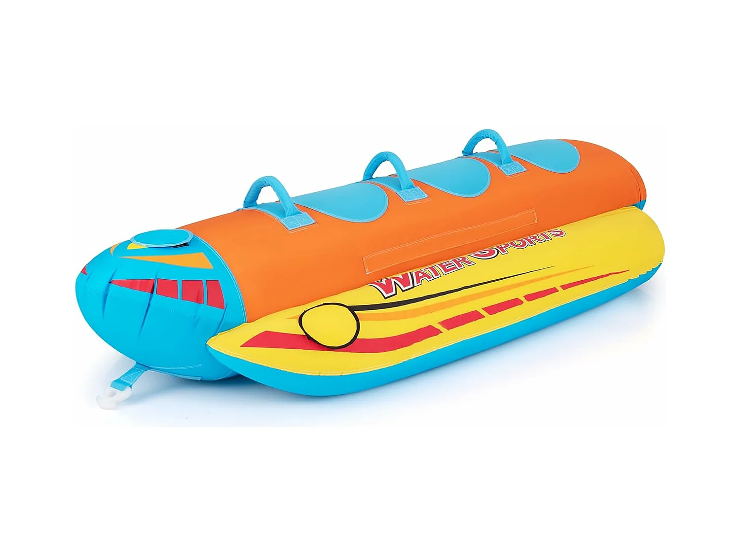 Bateau Banane Gonflable pour 1 à 3 Passagers Charge 231KG, Flotteur Gonflable Remorquable avec 3 Sièges et Poignées Rembourrés en EVA, pour Navigation de Plaisance