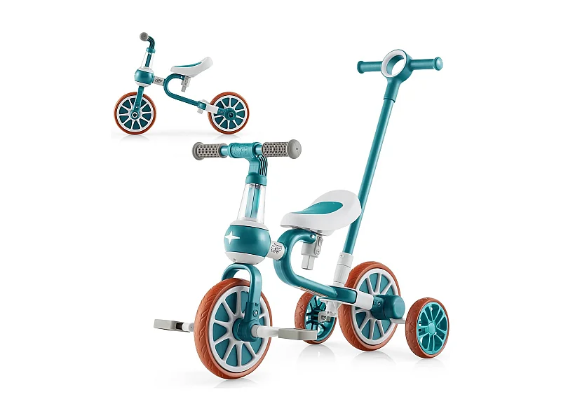 5 en 1 Tricycle Bébé Evolutif avec Putter Parentale, Draisienne Vélo Bébé avec Siège Réglable, Guidon Réversible, Vélo d’équilibre pour Tout-Petits de 2 à 4 Ans