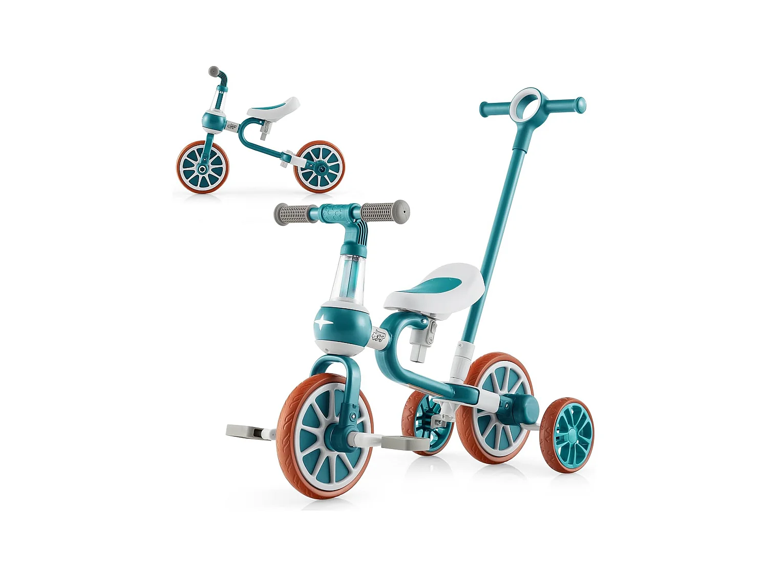5 en 1 Tricycle Bébé Evolutif avec Putter Parentale, Draisienne Vélo Bébé avec Siège Réglable, Guidon Réversible, Vélo d’équilibre pour Tout-Petits de 2 à 4 Ans