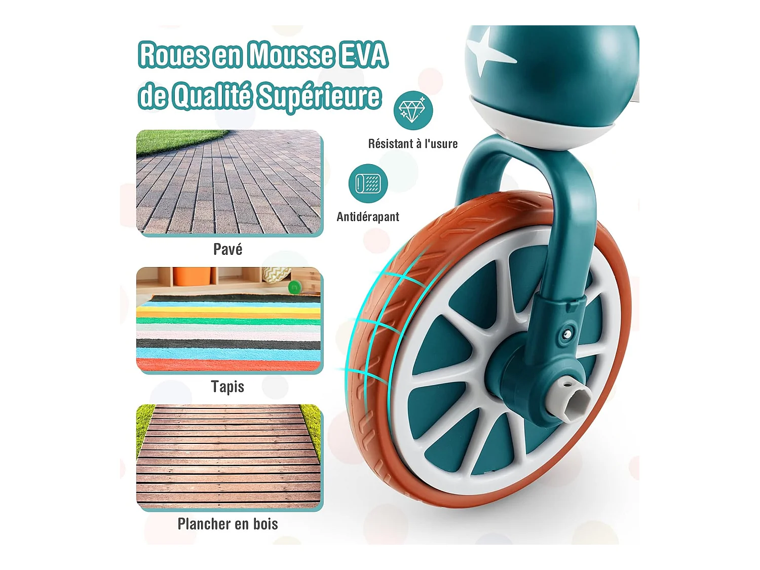 5 en 1 Tricycle Bébé Evolutif avec Putter Parentale, Draisienne Vélo Bébé avec Siège Réglable, Guidon Réversible, Vélo d’équilibre pour Tout-Petits de 2 à 4 Ans