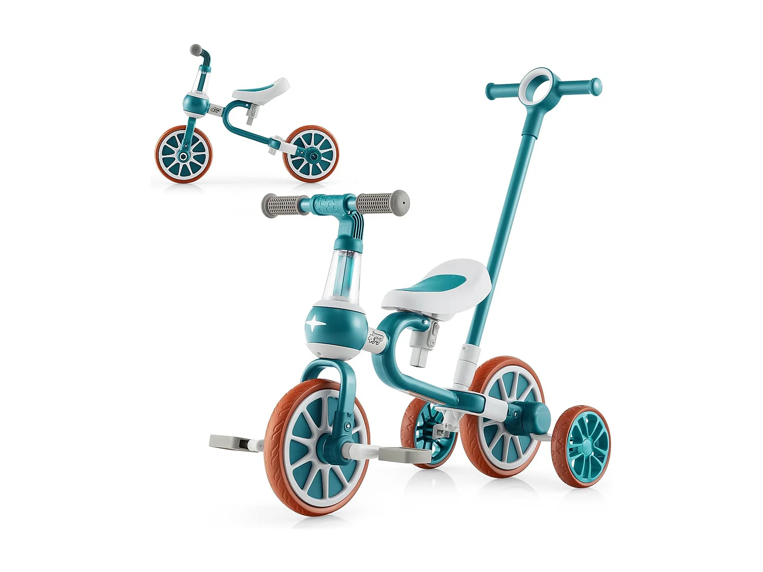 5 en 1 Tricycle Bébé Evolutif avec Putter Parentale, Draisienne Vélo Bébé avec Siège Réglable, Guidon Réversible, Vélo d’équilibre pour Tout-Petits de 2 à 4 Ans
