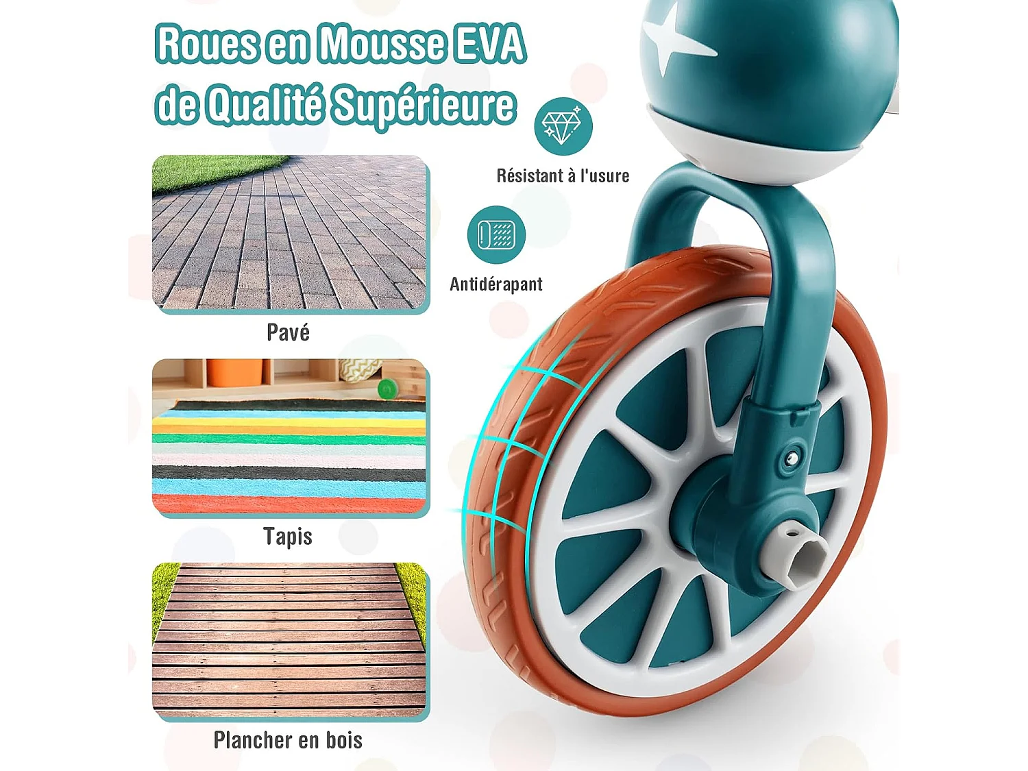 5 en 1 Tricycle Bébé Evolutif avec Putter Parentale, Draisienne Vélo Bébé avec Siège Réglable, Guidon Réversible, Vélo d’équilibre pour Tout-Petits de 2 à 4 Ans