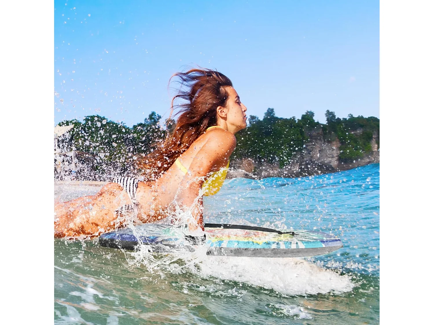 Bodyboard voor kinderen, surfplank met EPS-kern, XPE-dek, HDPE-onderkant en polsband, surfboard, body board