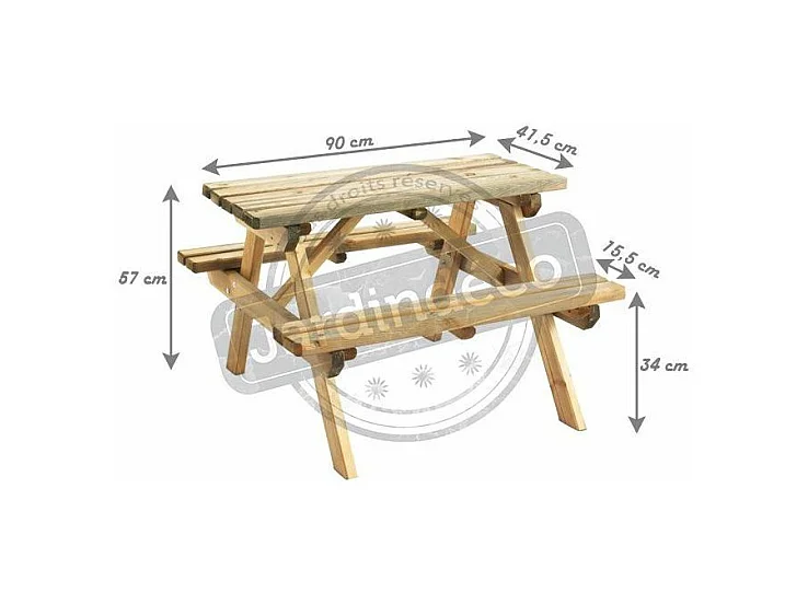 Table pique-nique bois pour enfant Wapiti