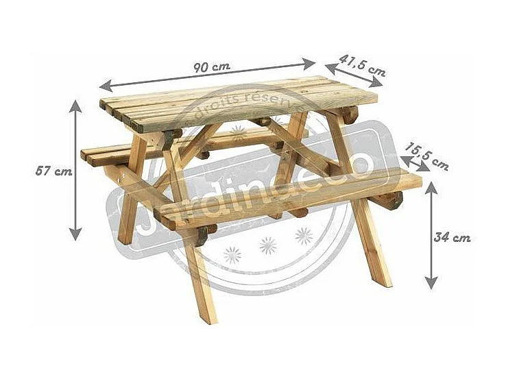 Table pique-nique bois pour enfant Wapiti