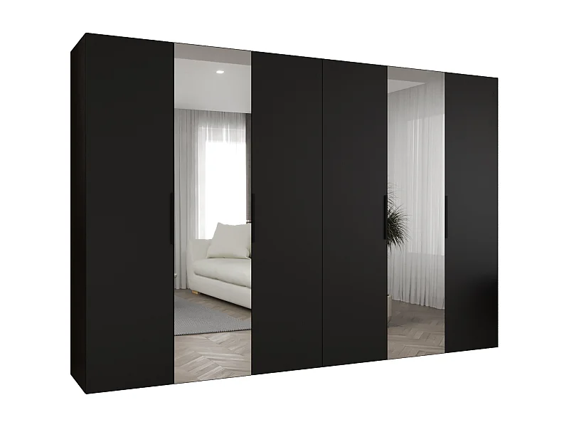 Drehtürenschrank Marbella 2 202/300/52 6-türig (Schwarz|Schwarz)
