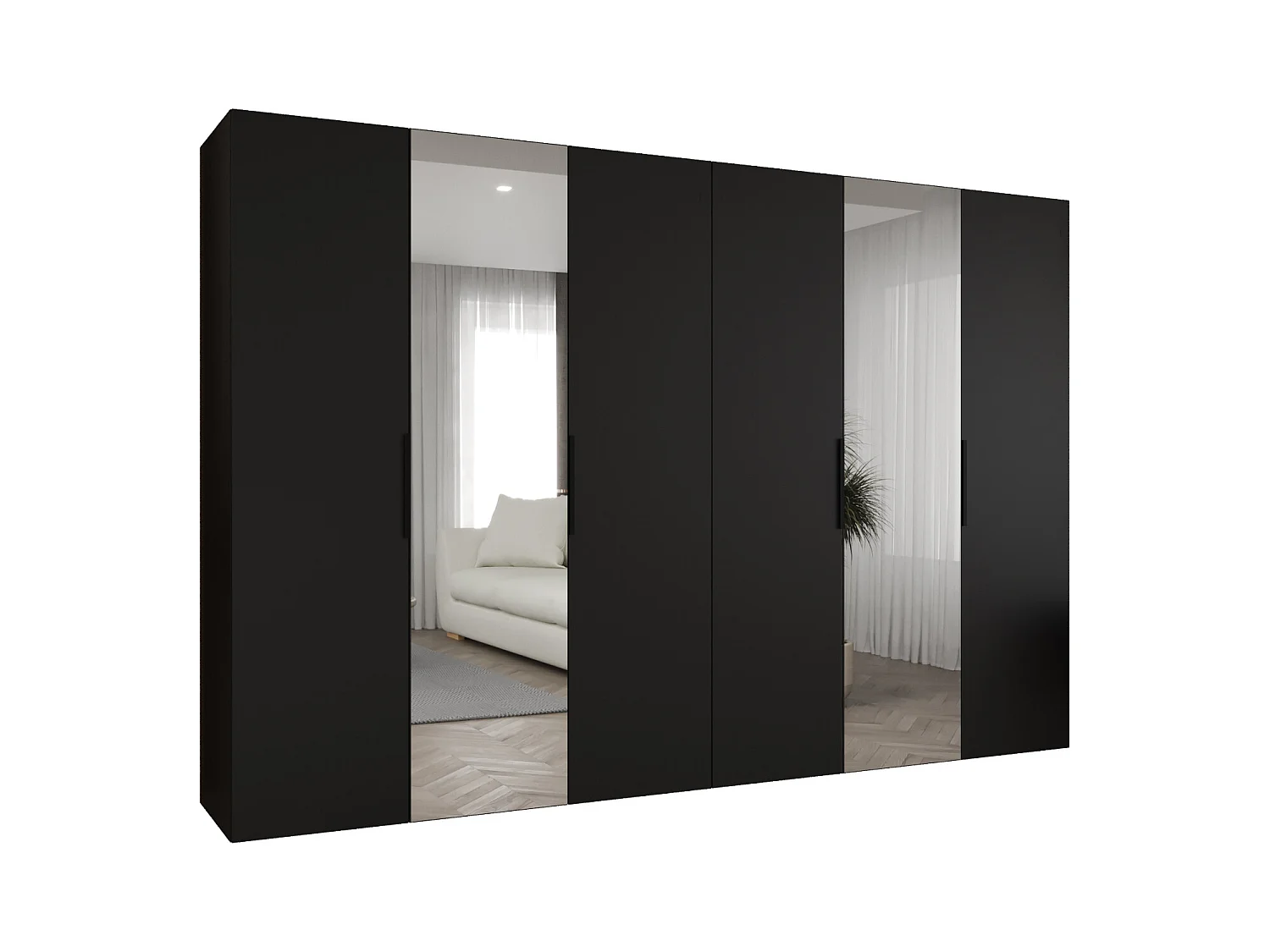 Armoire à portes battantes Marbella 2 202/300/52 6 portes (noir/noir)