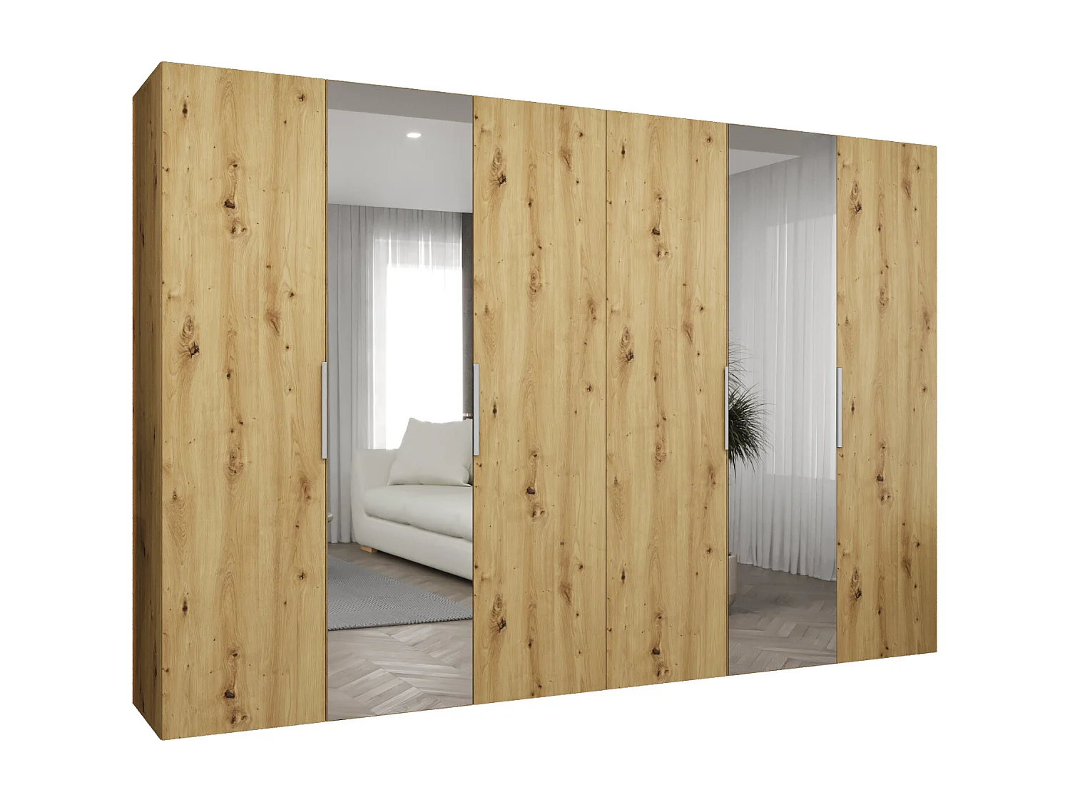 Armoire à portes battantes Marbella 2 202/300/52 6 portes (artisan/cachemire)