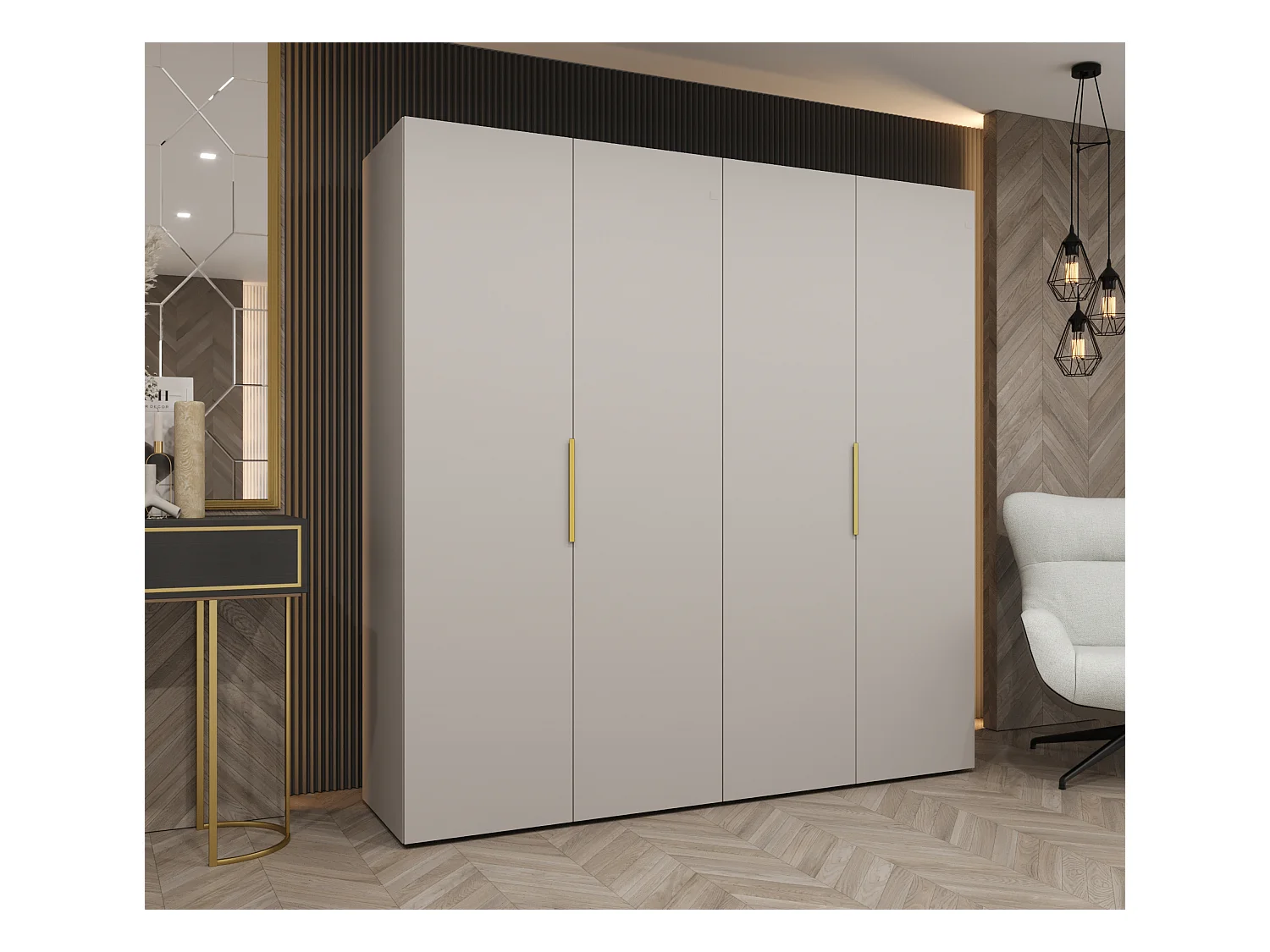 Drehtürenschrank Marbella 1 202/200/52 4-türig (Kaschmir|Gold)