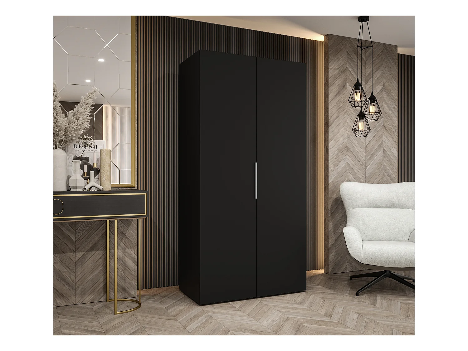 Armoire à portes battantes Marbella 1 202/100/52 2 portes (noir/cachemire)