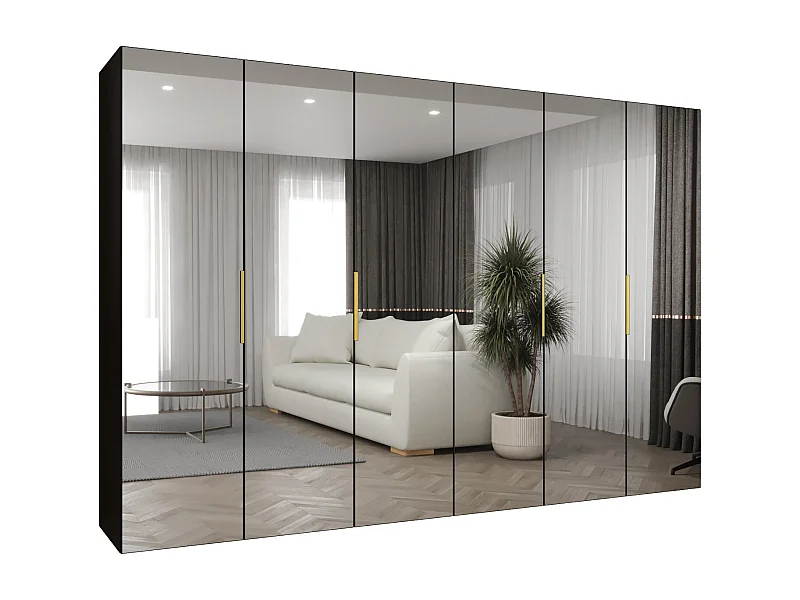 Draaideurkast Marbella 3 202/300/52 6-deurs (wit/goud)