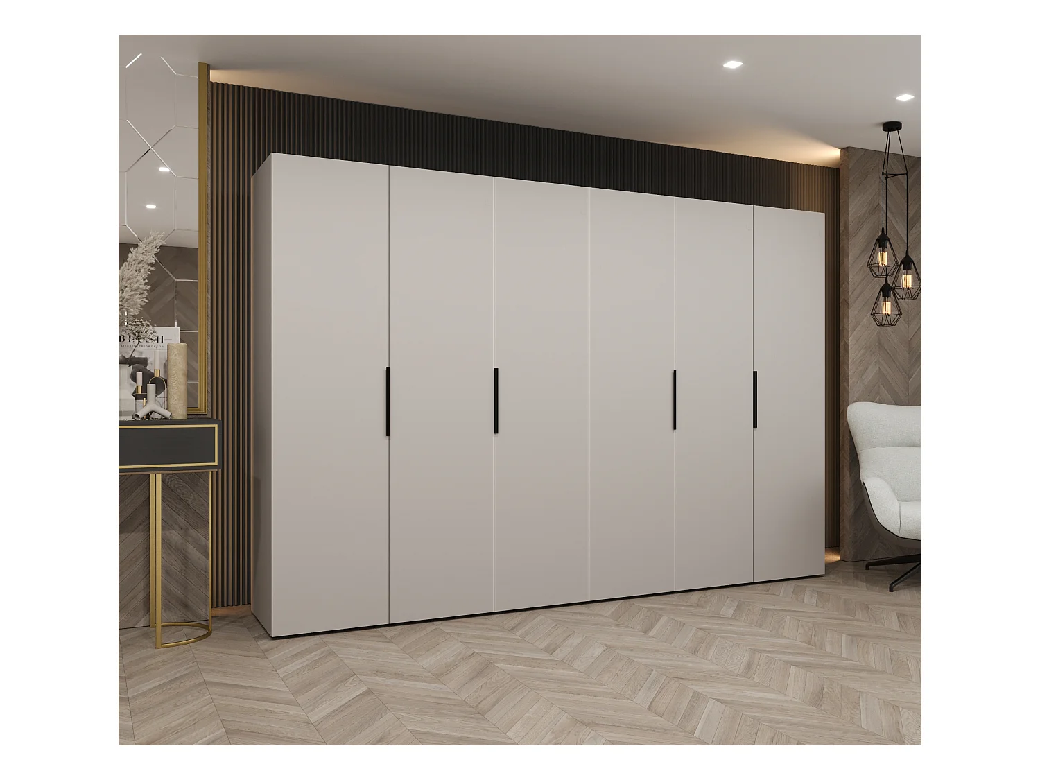 Armoire à portes battantes Marbella 1 202/300/52 6 portes (cachemire/noir)