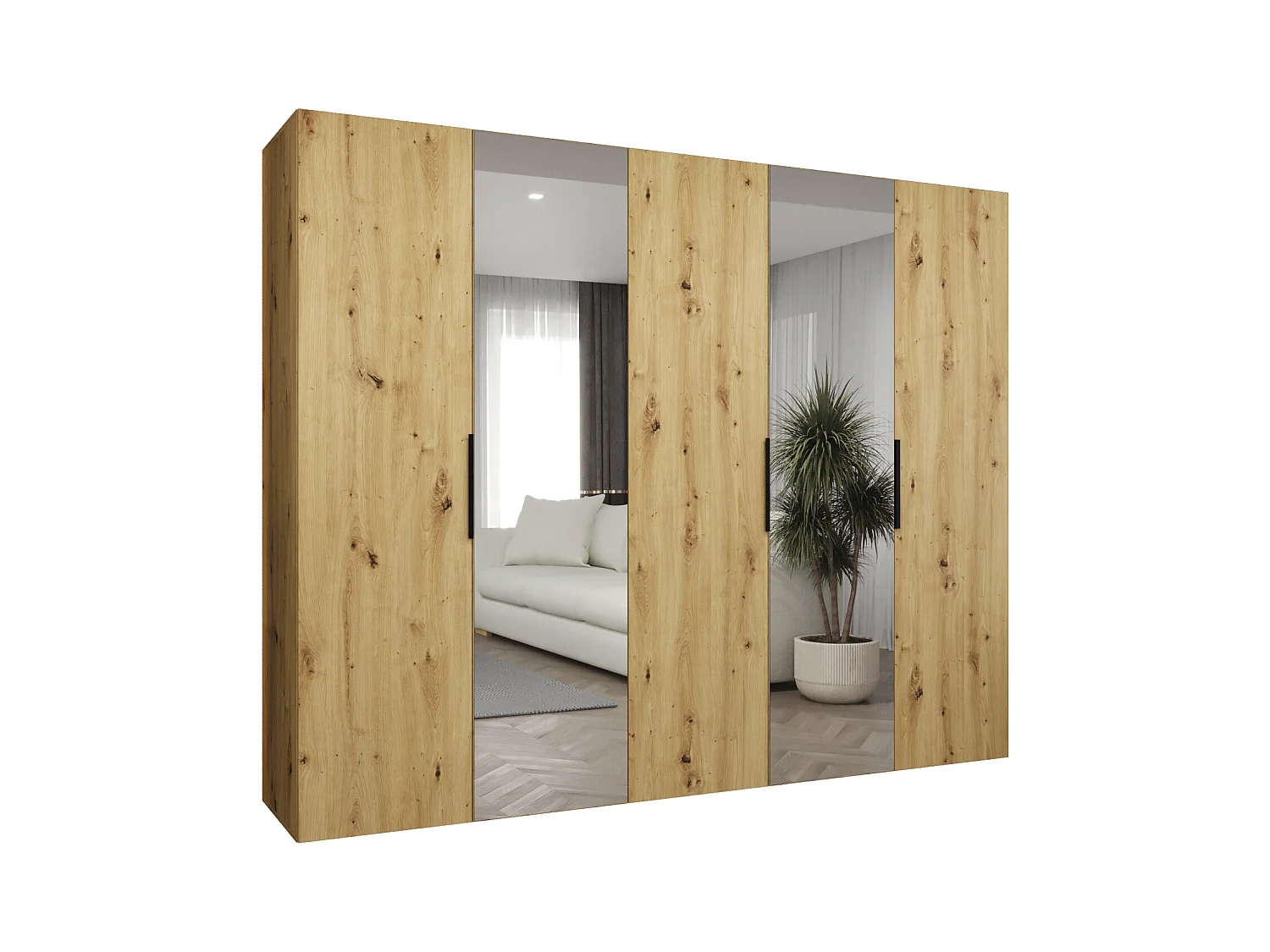 Armoire à portes battantes Marbella 2 202/250/52 5 portes (artisan/noir)