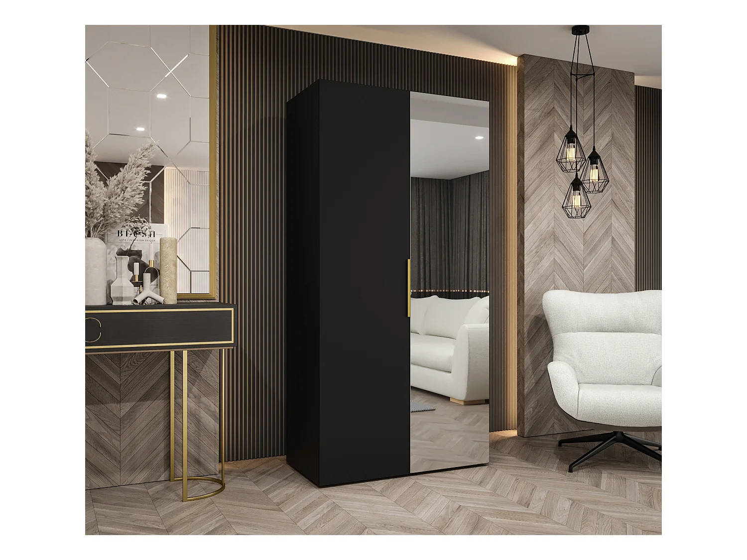 Draaideurkast Marbella 2 202/100/52 2-deurs (wit/goud)