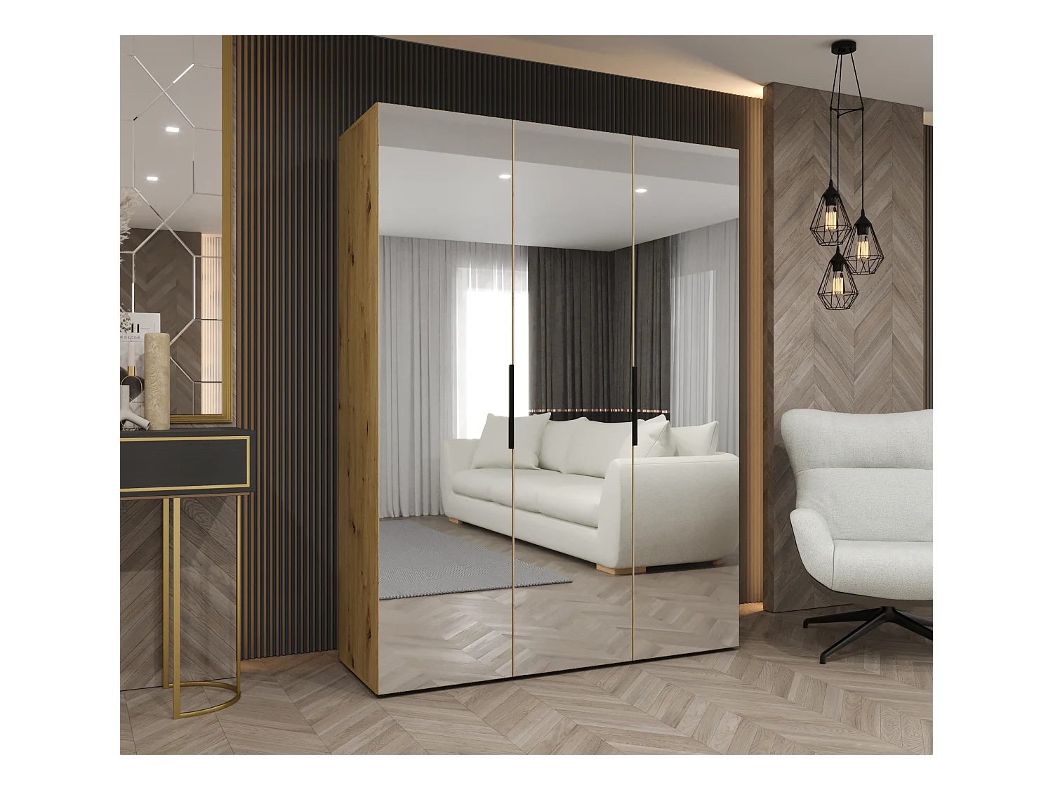 Armadio Marbella 3 con ante battenti 202/150/52 3 ante (artisan/nero)