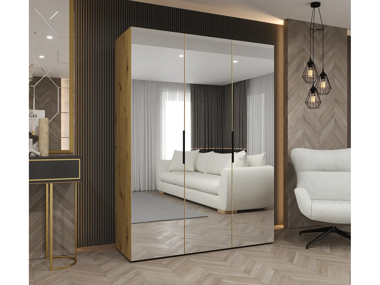 Armoire à portes battantes Marbella 3 202/150/52 3 portes (artisan/noir)