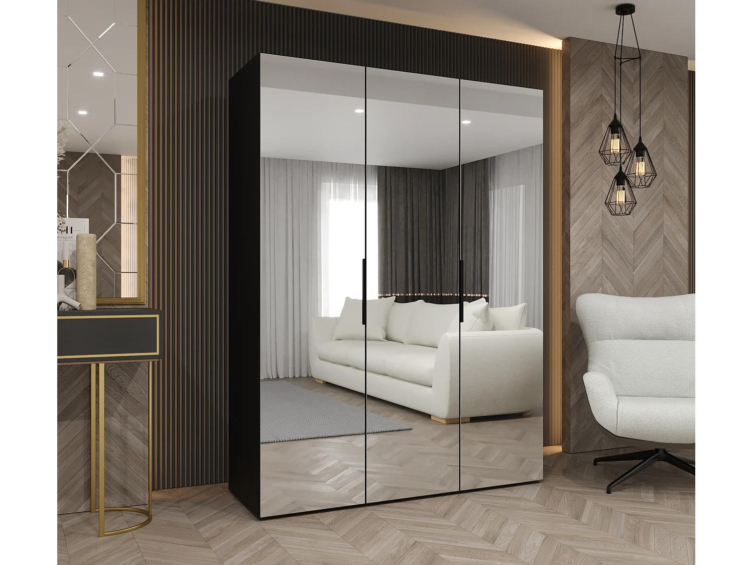 Armoire à portes battantes Marbella 3 202/150/52 3 portes (noir/noir)