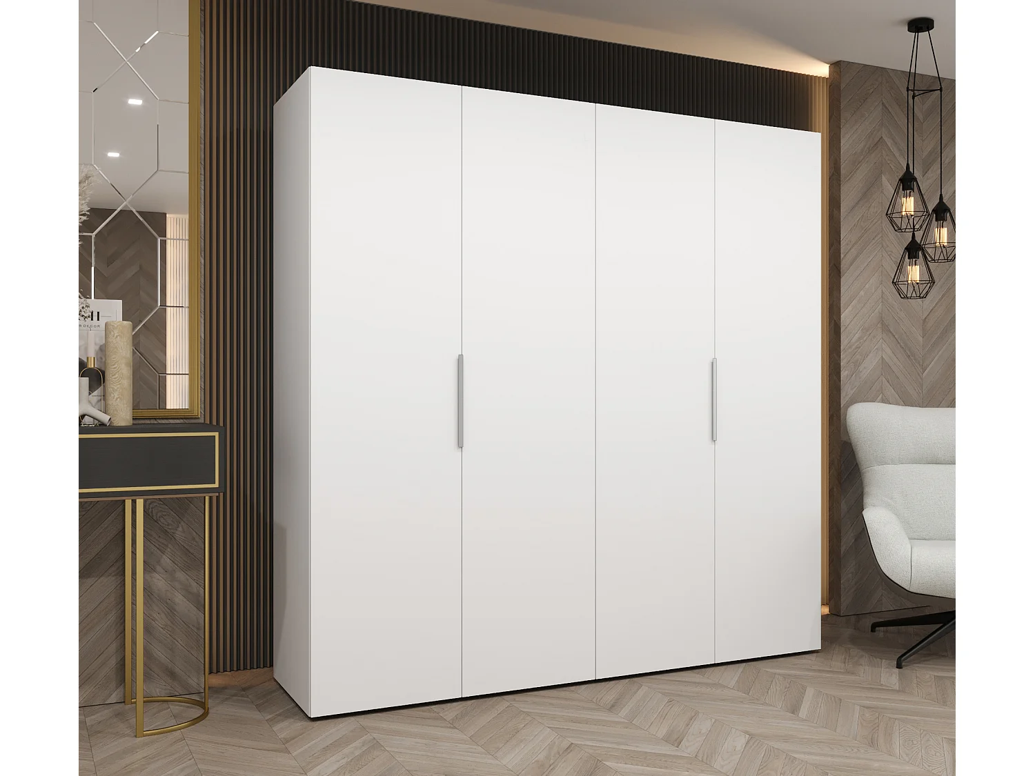 Armoire à portes battantes Marbella 1 202/200/52 4 portes (blanc/cachemire)