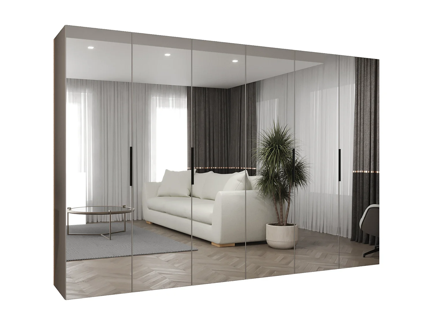 Armoire à portes battantes Marbella 3 202/300/52 6 portes (cachemire/noir)