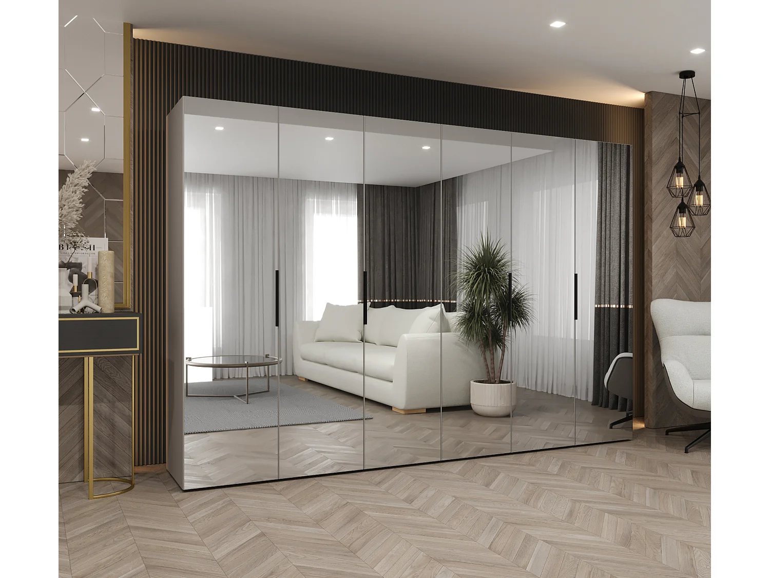 Armoire à portes battantes Marbella 3 202/300/52 6 portes (cachemire/noir)