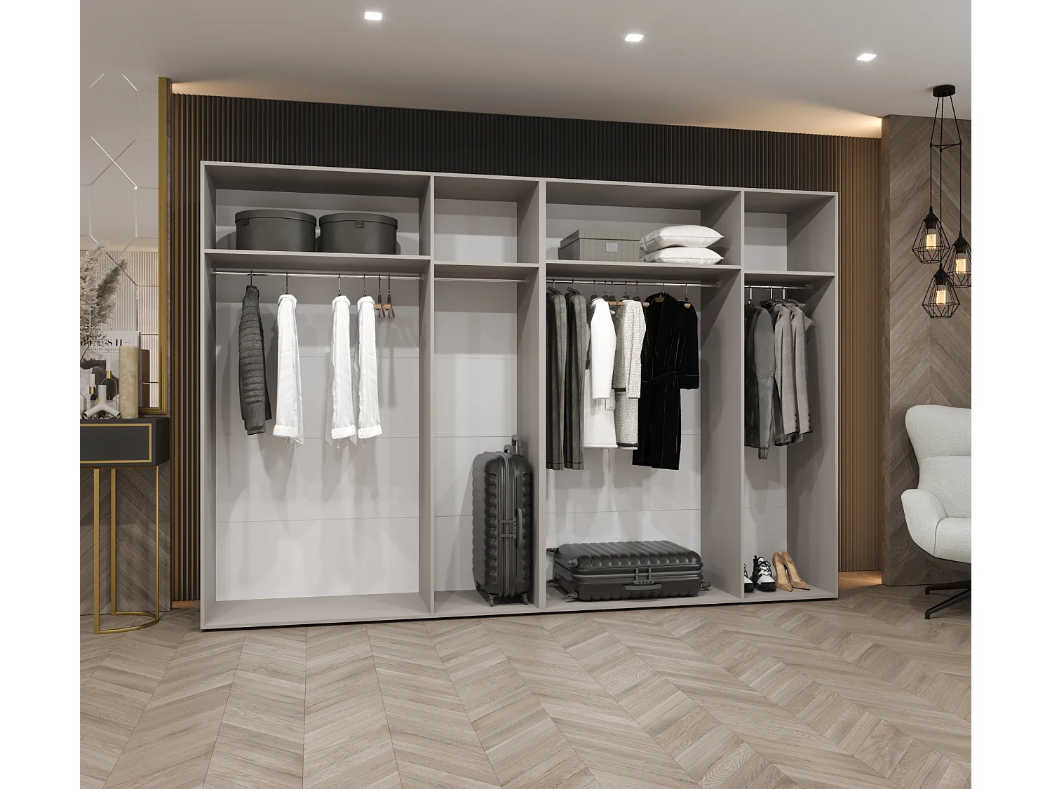 Armoire à portes battantes Marbella 3 202/300/52 6 portes (cachemire/noir)