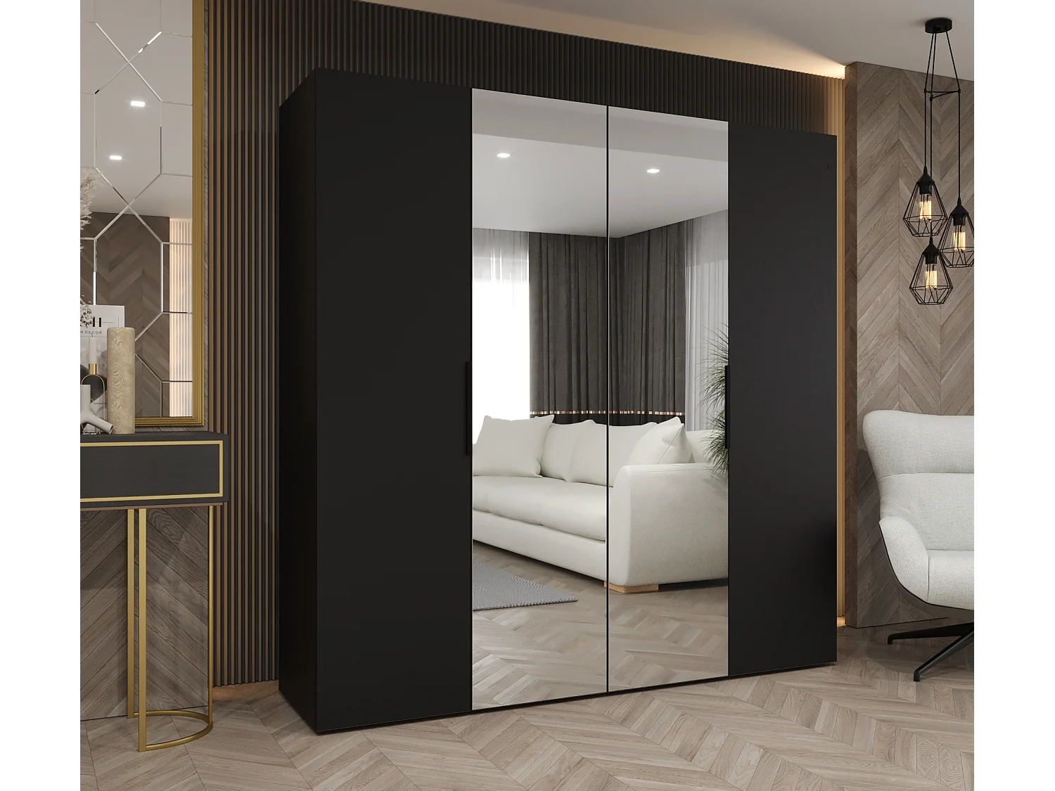 Armoire à portes battantes Marbella 2 202/200/52 4 portes (noir/noir)