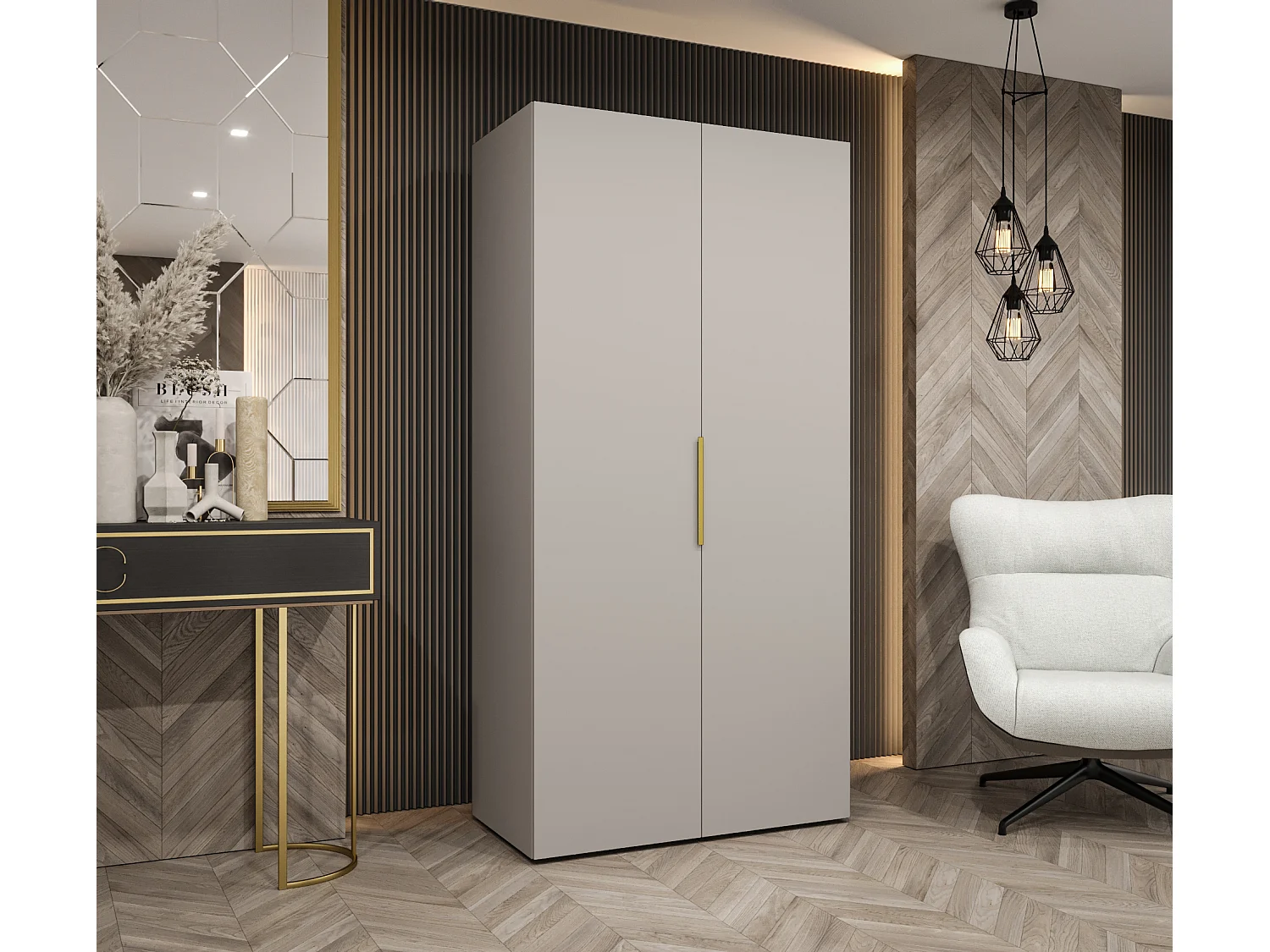 Armario Marbella 1 con puertas batientes  202/100/52 2 puertas (cachemira/dorado)