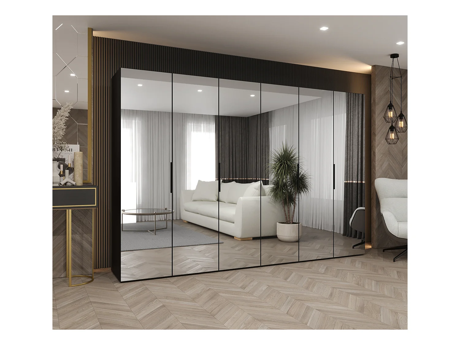 Armoire à portes battantes Marbella 3 202/300/52 6 portes (noir/noir)