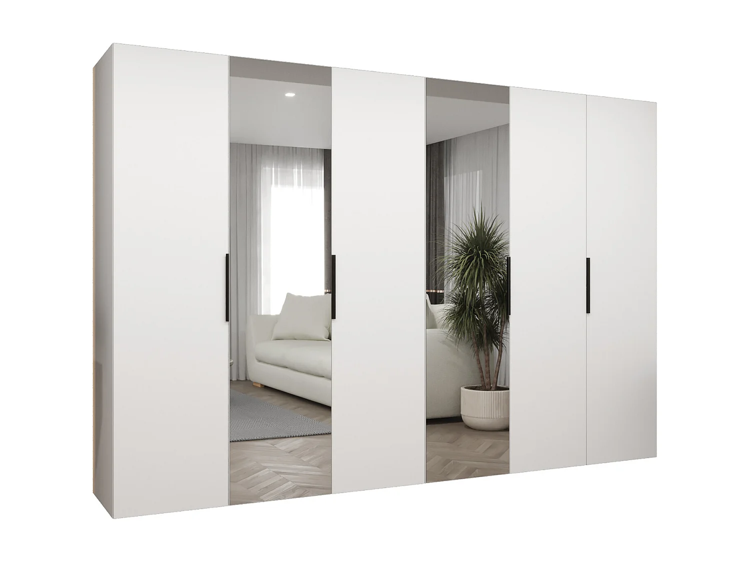 Armoire à portes battantes Marbella 2 202/300/52 6 portes (blanc/noir)