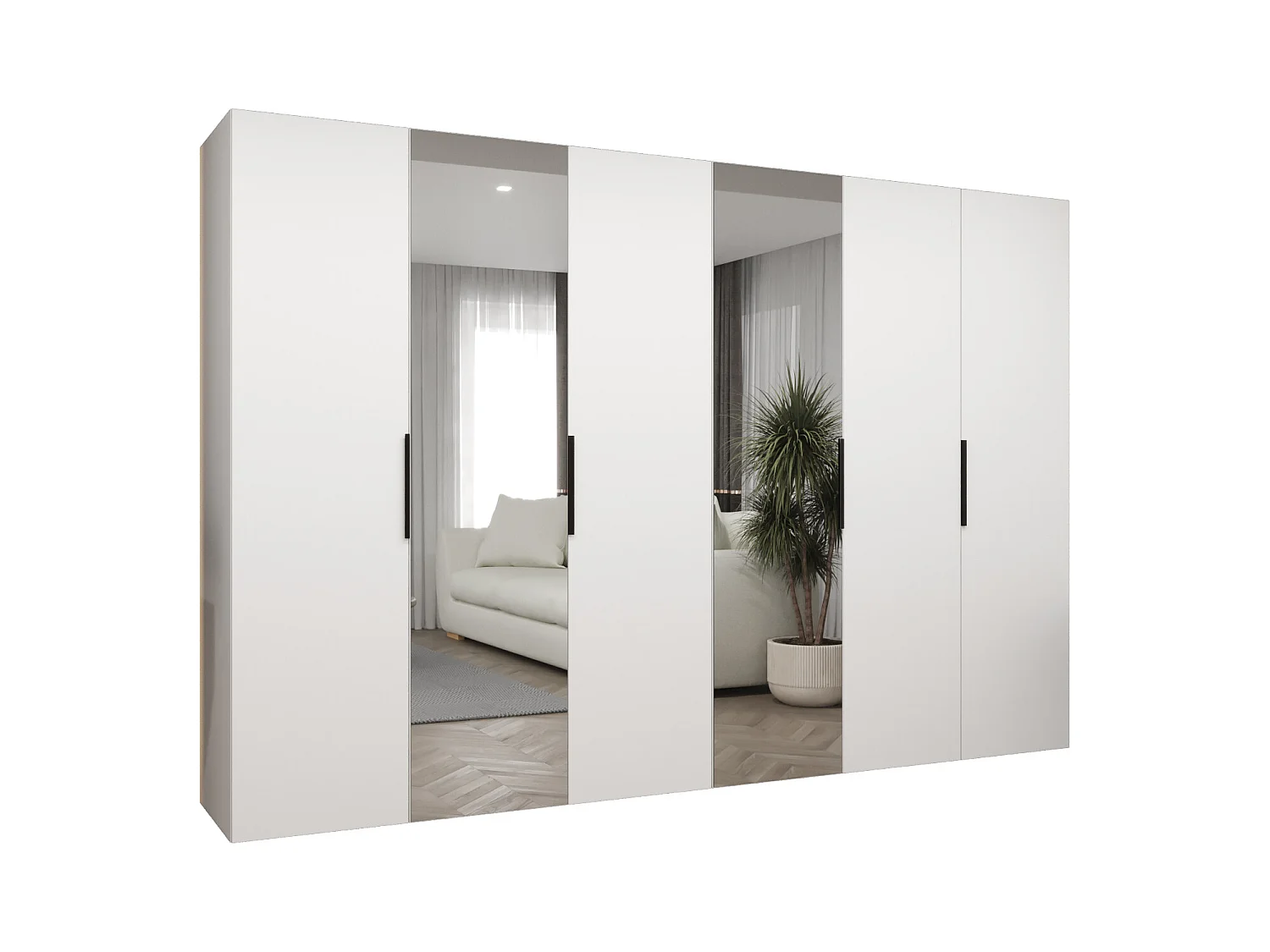 Armoire à portes battantes Marbella 2 202/300/52 6 portes (blanc/noir)