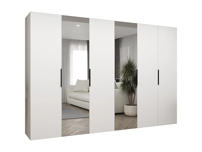 Armadio Marbella 2 con ante battenti 202/300/52 6 ante (bianco/nero)