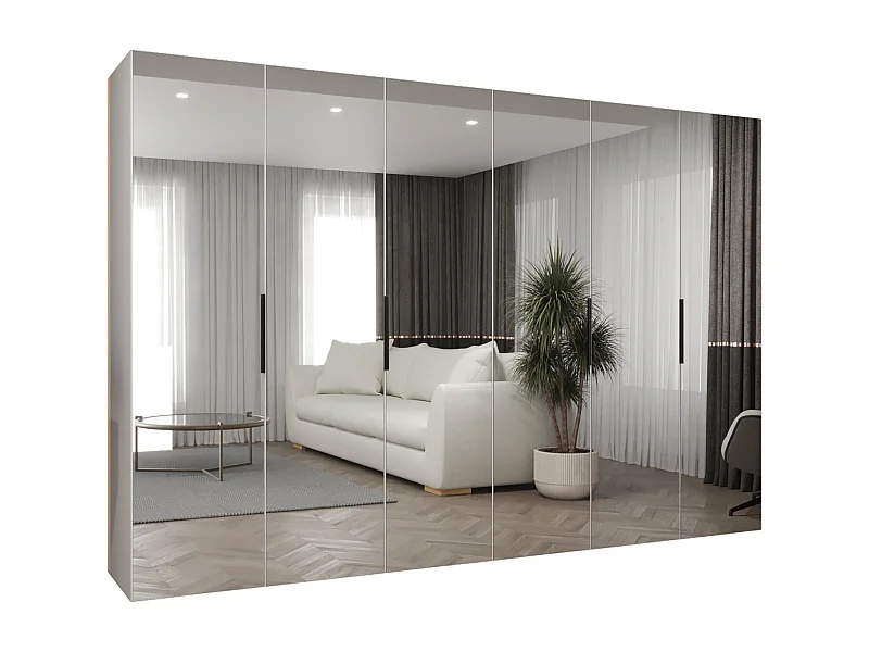 Armadio Marbella 3 con ante battenti 202/300/52 6 ante (bianco/nero)