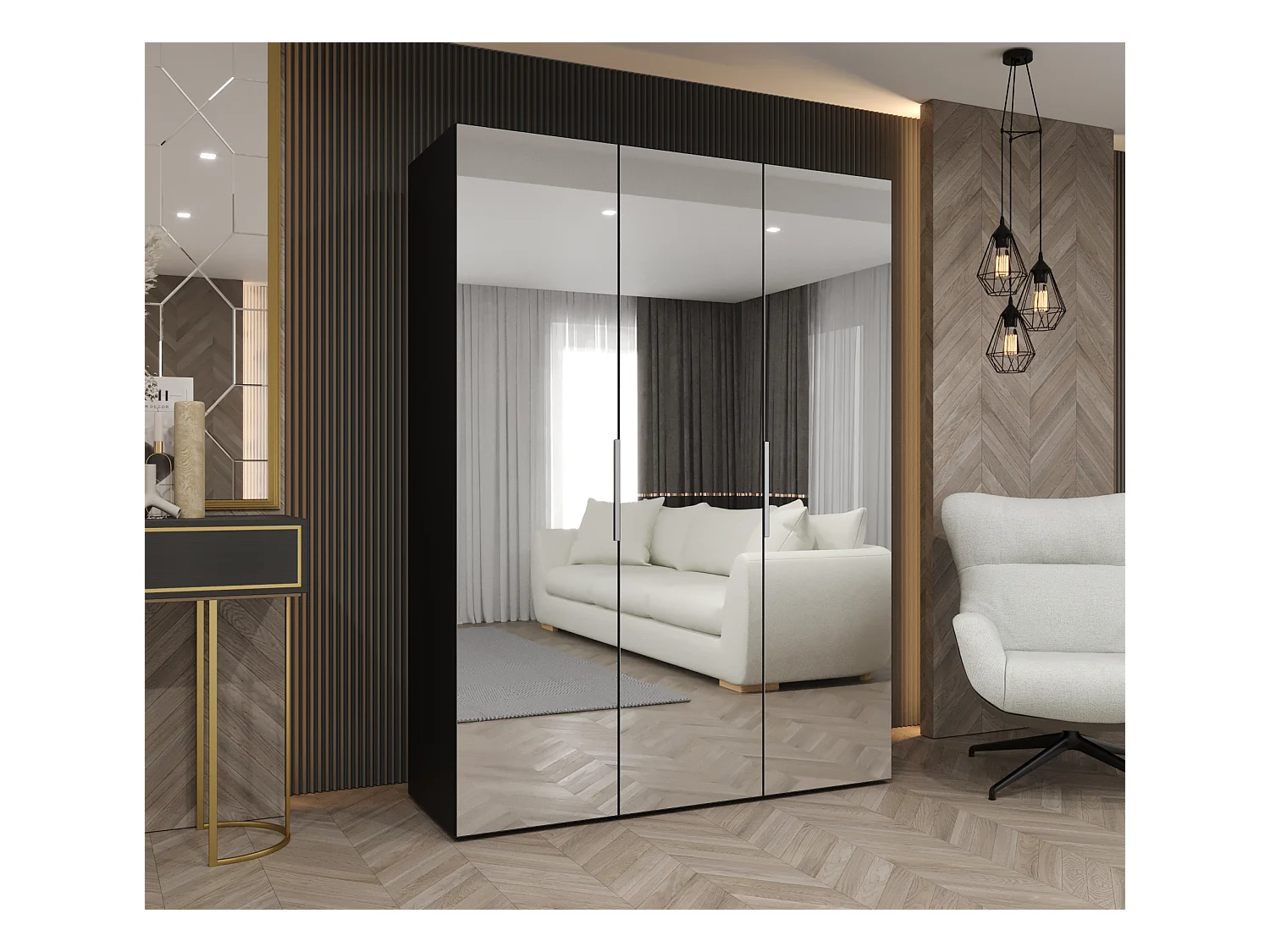 Armoire à portes battantes Marbella 3 202/150/52 3 portes (noir/cachemire)