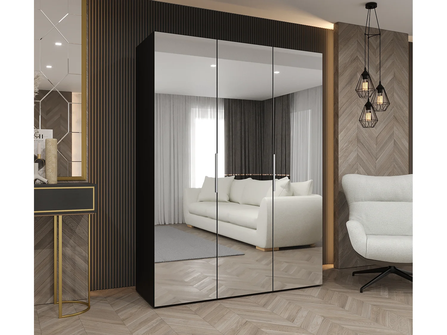 Draaideurkast Marbella 3 202/150/52 3-deurs (wit/goud)