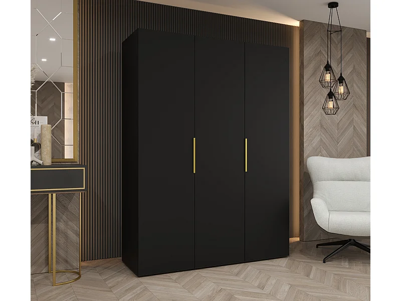 Armoire à portes battantes Marbella 1 202/150/52 3 portes (noir/doré)