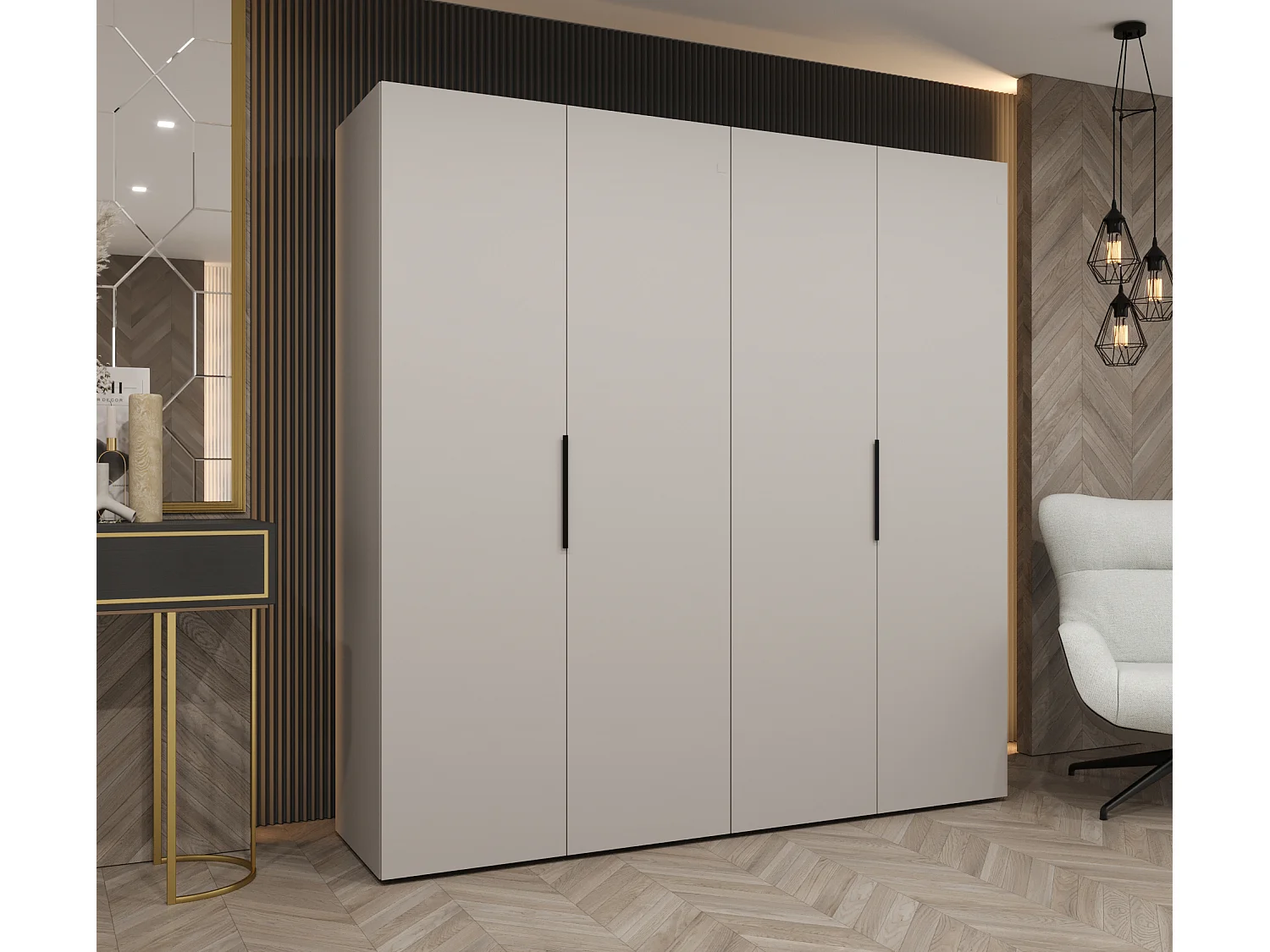 Drehtürenschrank Marbella 1 202/200/52 4-türig (Kaschmir|Schwarz)