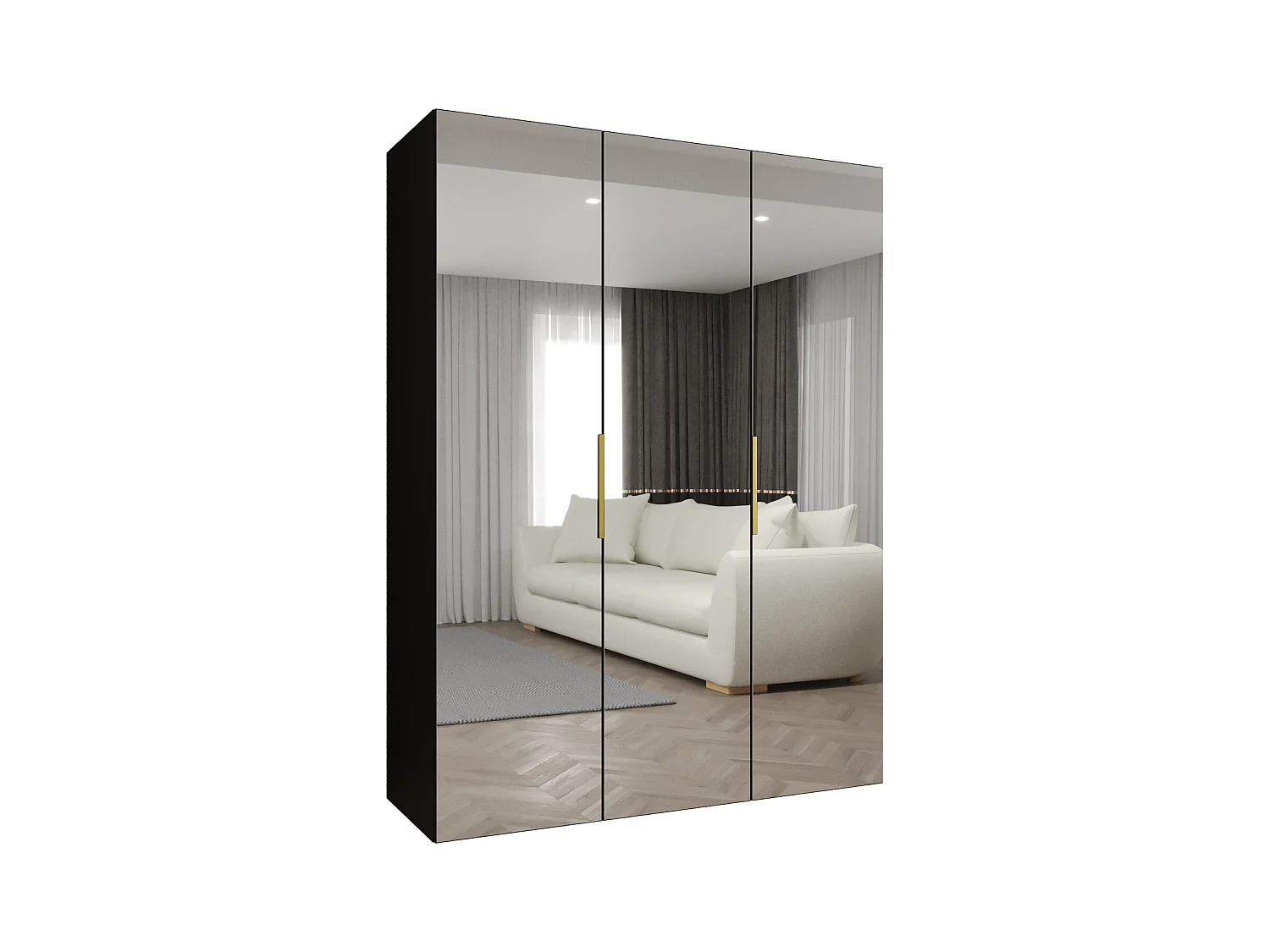 Armoire à portes battantes Marbella 3 202/150/52 3 portes (noir/doré)