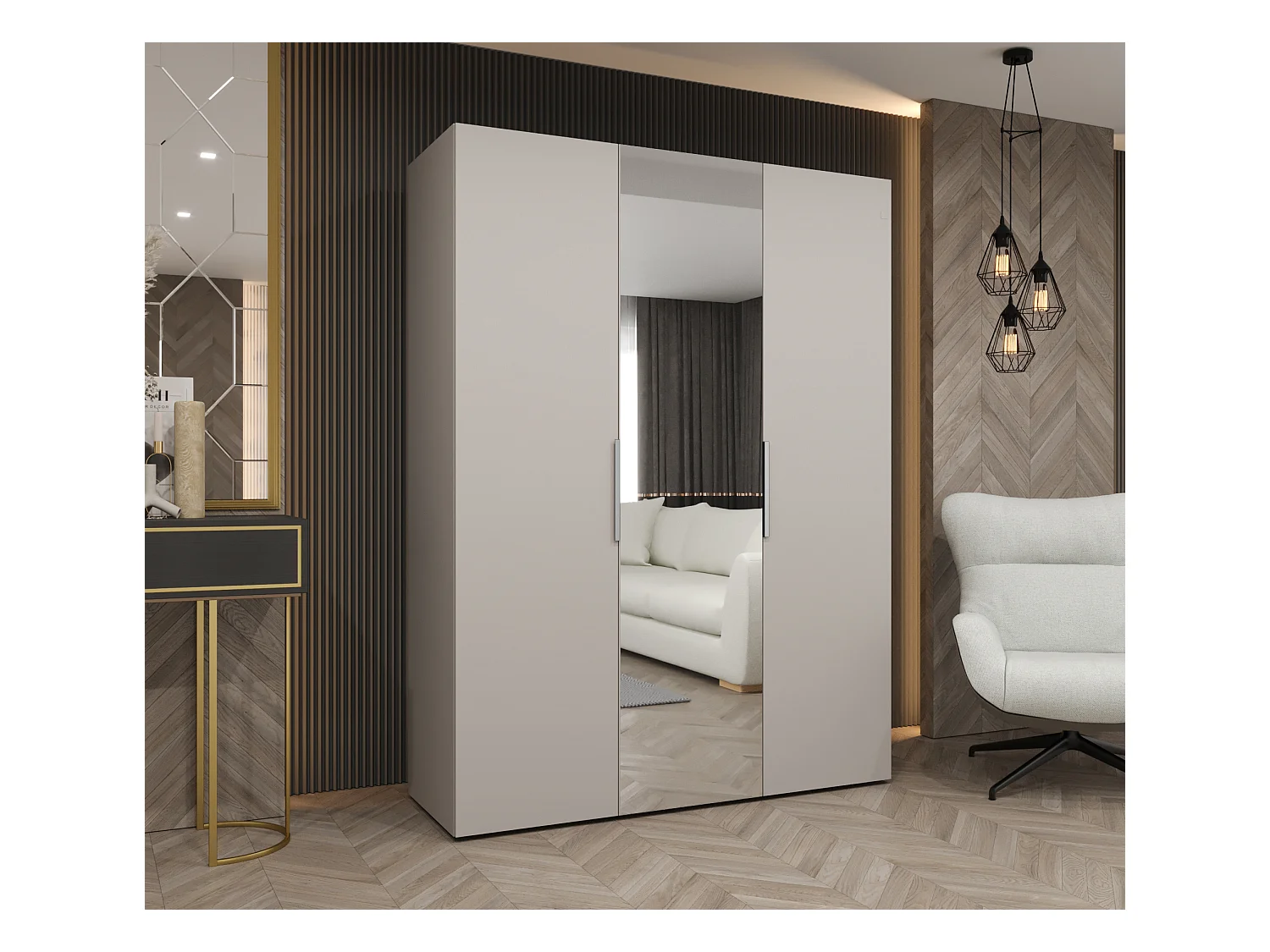 Armoire à portes battantes Marbella 2 202/150/52 3 portes (cachemire/cachemire)