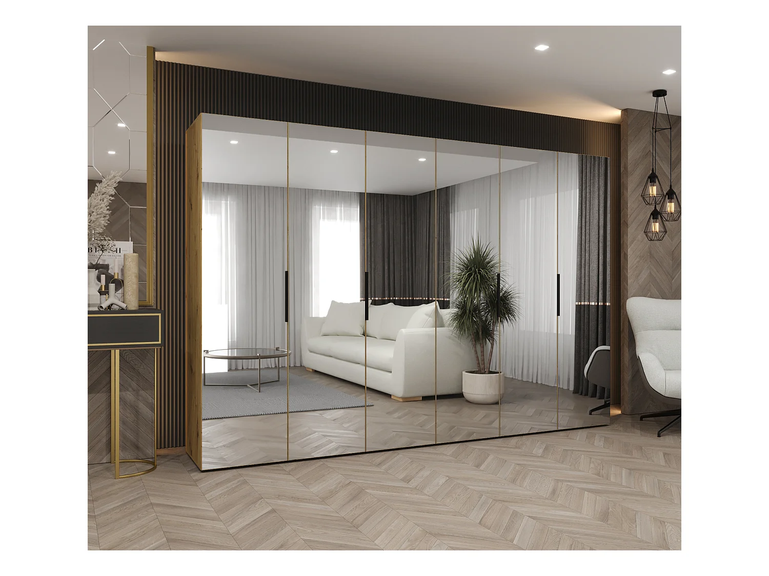 Armoire à portes battantes Marbella 3 202/300/52 6 portes (artisan/noir)