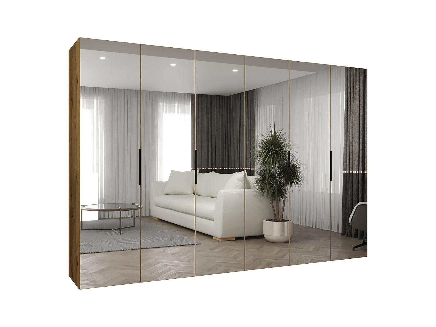 Armoire à portes battantes Marbella 3 202/300/52 6 portes (artisan/noir)