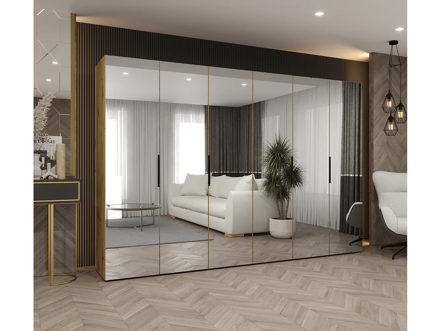 Armoire à portes battantes Marbella 3 202/300/52 6 portes (artisan/noir)