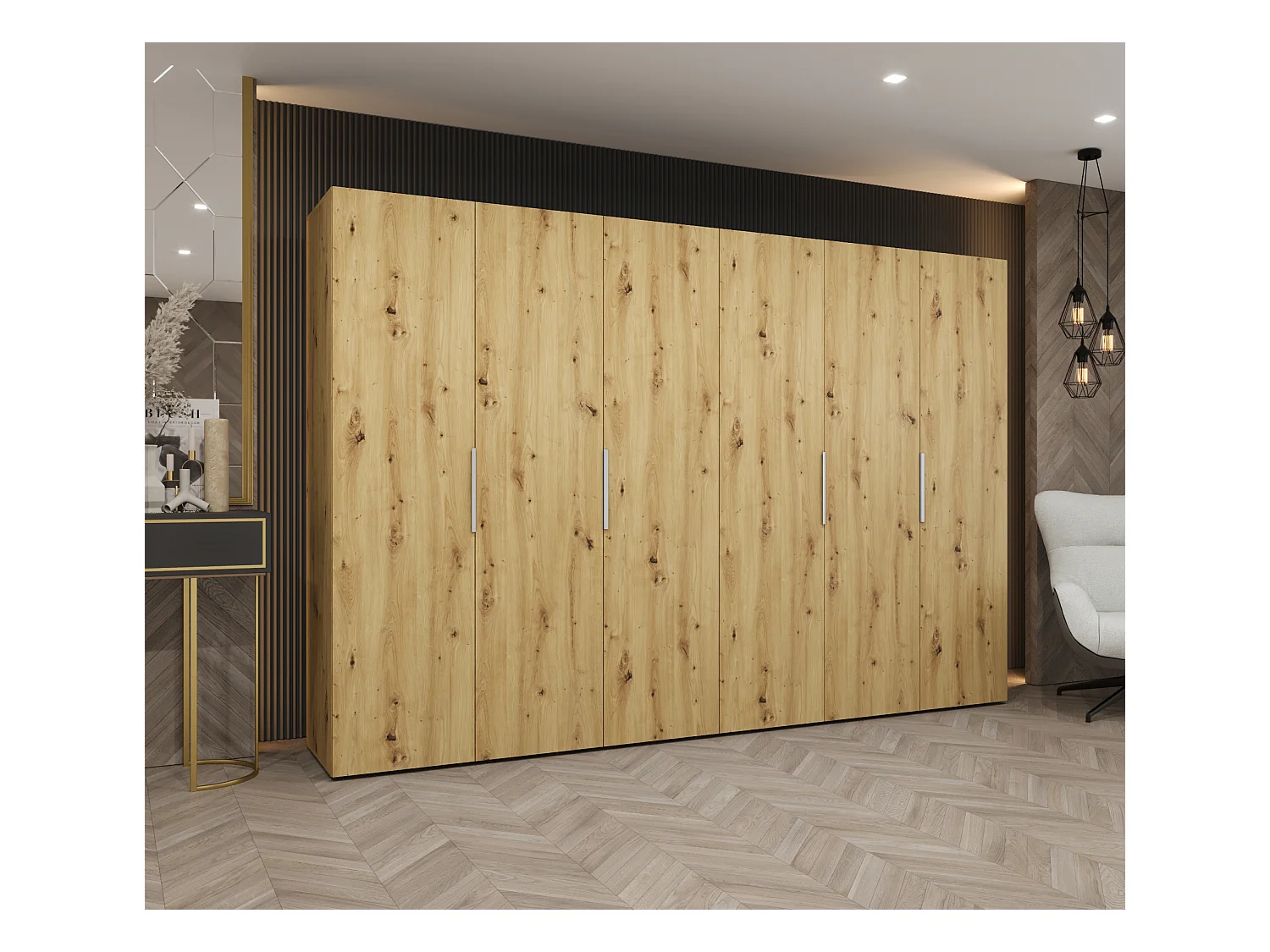 Draaideurkast Marbella 1 202/300/52 6-deurs (artisan/zwart)