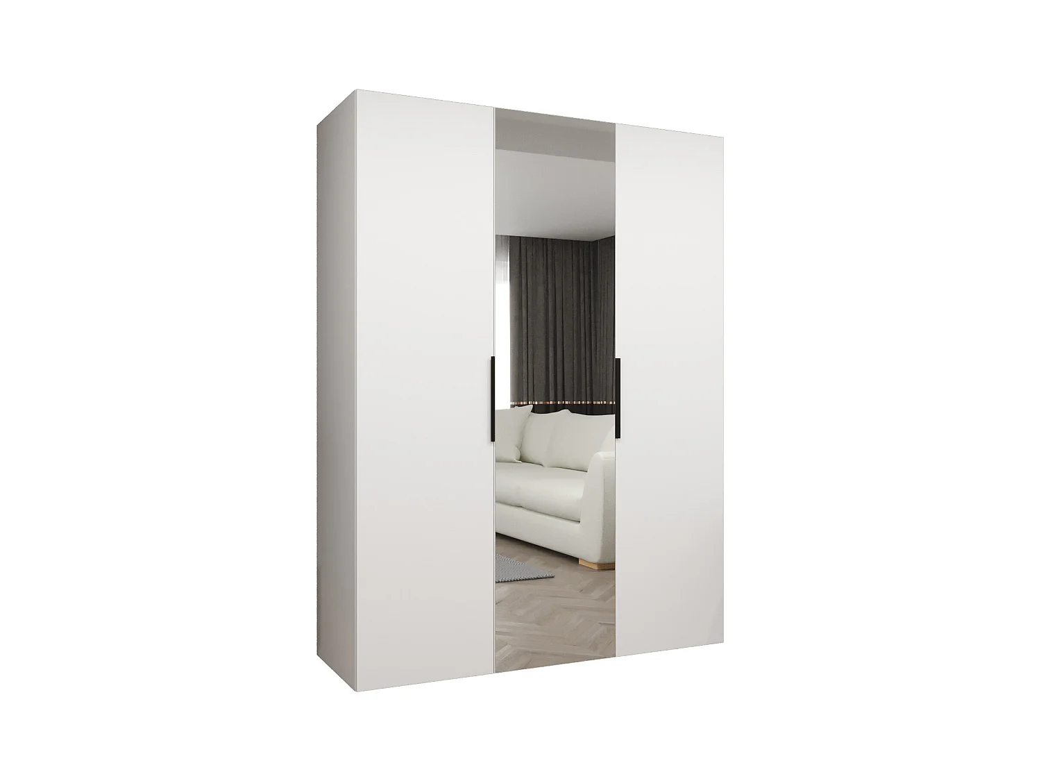 Armoire à portes battantes Marbella 2 202/150/52 3 portes (blanc/noir)